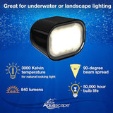 Aquascape 8-Watt Wide-Angle Submersible Warm White Underwater LED Light for Ponds & Water Features, 84077