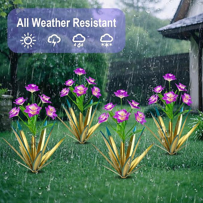 Homight Metal Agave Plant Outdoor Decoration Outdoor Garden Decoration Daffodils Flowers Mexican Yard Art Daffodils Flowers Decorative Garden Gift (3 Big Purple Daffodil)
