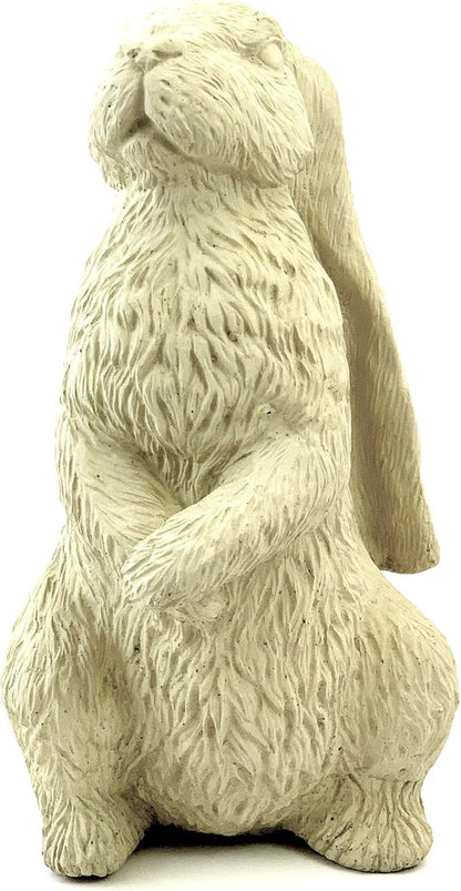Vintage English Hare Statue: Solid Durable Stone with Aged Texture. Perfect for Home Decor & Sealed for Outdoor Use. Handcrafted USA. (Classic/White)