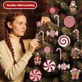 16ct Christmas Decorations Set Outdoor and Indoor Holiday Decor with Festive Candy Canes Gingerbread Ornaments 60 Meter Fishing Line and 28 Glass Fiber Stakes for Tree Yard
