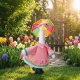 DECOHS 3 Pcs/Set Raincoat Porch Goose Outfits, Summer Lawn Goose Statue Raincoat Costume, Yard Goose Clothes Raincoats Umbrella Hat Outfit for 23" Statue Patio Garden Decoration (Pink)