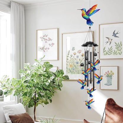 YHmall Wind Chimes for Outside, 35 in Mothers Day Hummingbird Gardening Gifts for Mom Women Grandma Colorful Metal Windchimes Outdoors Hummingbird Garden Decor for Home Yard Patio