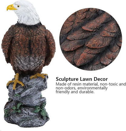 Bald Eagle Statue, Lifelike Resin Eagle Sculpture with Wide Wingspan Outdoor Garden Decor Standing Bird Lawn Ornament for Nature Lovers Home Party Decoration