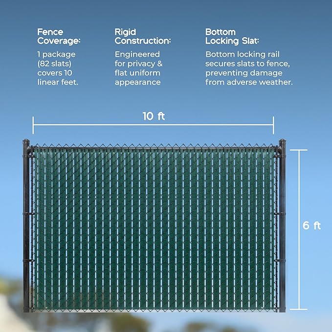 Chain-Link Fence Blade Slats with Bottom Lock (6-ft, White)