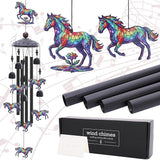 Horse Decor Wind Chimes - Metal Windchime Outdoors for Garden Backyard Patio Indoor Balcony Waterproof Hanging Decoration Birthday Gift for Animal Lover Women Men Mom Grandma Wife Friends