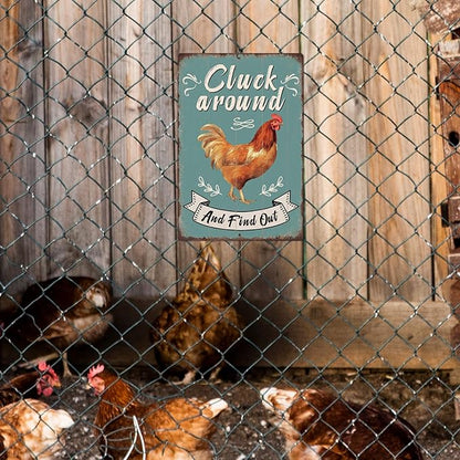 Putuo Decor Funny Chicken Cluck Around And Find Out Tin Sign Funny Chicken Sign Farm Chicken Coop For Kicthen Garden Decor Vintage Metal Tin Sign Wall Plaque For Yard Outdoor Decor 12x8 Inch