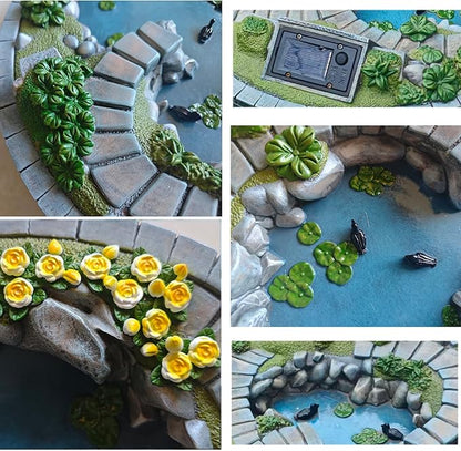 Kai Dream Fairy Garden Pond Decoration - Solar Miniature Fairy Garden Figurines & Accessories, Serenity Theme Outdoor Garden Ornament for Patio, Yard, Housewarming Gift