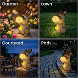 Solar Garden Dog Statue, French Bulldog Garden Statue with LED Bubble and Butterfly, Detachable Outdoor Decorative Stake, Waterproof Yard Decor for Patio, Lawn, Porch, Holiday and Birthday Gifts