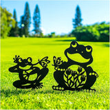 Frog Metal Decorative Garden Stakes Frog Gifts for Women Men Mom Birthday Gifts Silhouette Statues for Garden Decor, Yard Art, Patio, Outside, Lawn Ornaments, Outdoor Decorations
