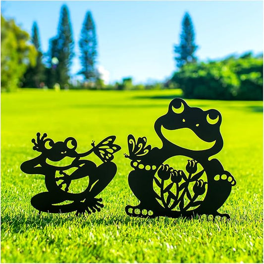Frog Metal Decorative Garden Stakes Frog Gifts for Women Men Mom Birthday Gifts Silhouette Statues for Garden Decor, Yard Art, Patio, Outside, Lawn Ornaments, Outdoor Decorations