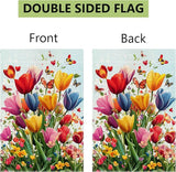 Spring Summer Tulip Garden Flag 12x18 Inch Double Sided, Colorful Welcome Yard Decor, Farmhouse Outdoor Flag for Lawn Patio Porch