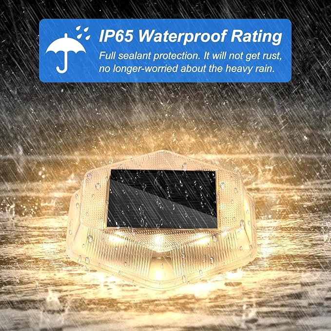 Solar Deck Lights Dock Step Lights-12 Packs Waterproof 1200mAh Auto ON/Off LED Solor Powered Stair Lighting for Outdoor Garden, Patio, Pathway, Walkway, Driveway (Warm White)