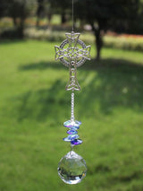 Celtic Cross Hanging Decor Christmas Ornaments Crystals Prisms Sun Catcher for Window, Garden, Yard, Patio - Birthday Gifts for Friend & Family
