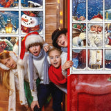 Preboun 2 Pcs Christmas Curtain Window Decoration Xmas Window Silhouette Snowflake Cover Christmas Poster for Indoor Outdoor Holiday Party Wall Garage Door Decor (Santa Claus and Snowman)