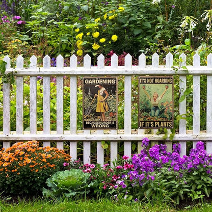 Funny Garden Sign – It’s Not Hoarding If It’s Plants | 12x8″ Vintage Metal Sign for Outdoor Garden Decor - Humorous Gardening Gift for Women & Plant Lovers, 2487