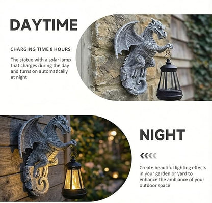 Dragon Tree Hugger Solar Lantern Garden Statue Dragon Lamp Decor Figure Outside Outdoor Yard for Women Mom Grandma