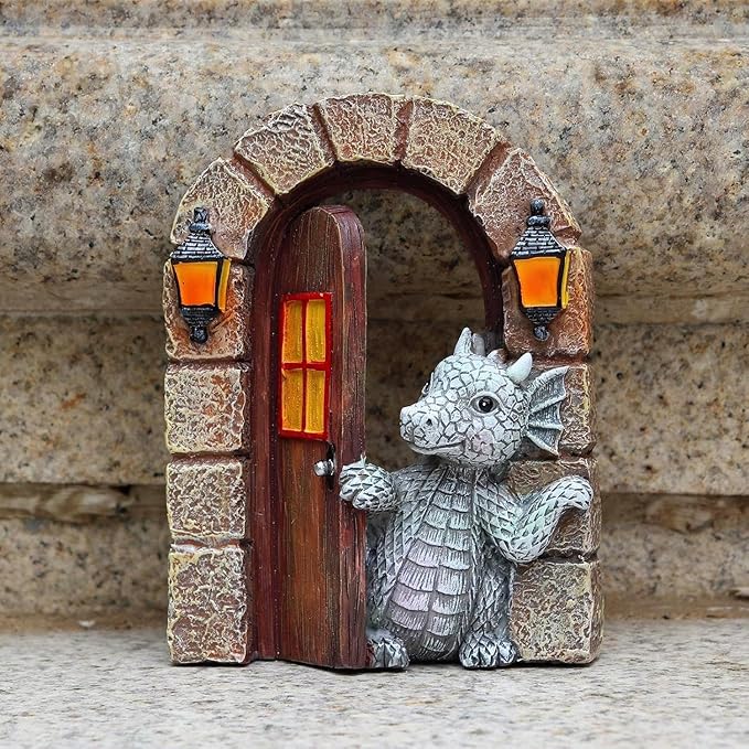 YWHWXB Garden Dragon Resin Sculpture,Lovely Outdoor Sculpture Ornaments,Garden Dragon Decor Statue for Home Patio Courtyard Lawn Decoration