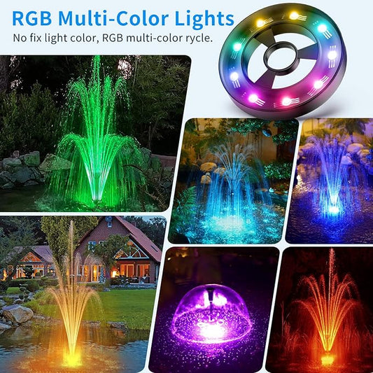 Antfraer Pond Filter with LED Lights, RGB Pond Filter with 660GPH Pump Fountain Kit, Filter Box with RGB Auto-Cycle LED Lights & 3 Spray Modes for Outdoor Ponds Clean Clear and Build Water Features