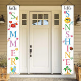 Lofaris Hello Summer Porch Sign Banner Hello Sunshine Party Decorations Beach Hanging Flag Summer Vacation Holiday Party Decor Yard Front Door Supplies