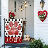 Valentines Garden Flag 12x18 Inch, Paw Print Heart Double Sided Flag for Anniversary Wedding Yard Outdoor Decoration