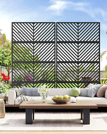 Hipicute 72" H×40" W Freestanding Metal Privacy Screen for Outdoor Patio - Heavy-Duty Rust-Resistant Decorative Fence Panel | Weatherproof Design | Patio Privacy Screen, Metal Freestanding