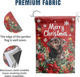 Christmas Chocolate Lab Garden Flag Merry Christmas Labrador Dog Yard Flag for Outside Xmas Flags 12x18 Double Sided Red Poinsettia Garden Flags Winter Porch Outdoor Decor