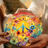 Hippie Wind Spinner, Hippie Stained Glass Wind Spinner, Wind Sculpture Hippie Wind Spinners for Garden Patio Yard Decor