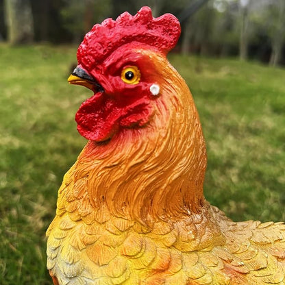 Rooster Garden Statue Decorations, Outdoor Sculpture Chicken Farm Animals Decoration, Chicken Gift Home Decor for Backyard Patio & Lawn Ornament (colorful hen)