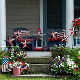 6 Pcs 4th of July Decorations Outdoor,22" Patriotic Metal Barn Stars Decorative Garden Stakes for Independence Day,Americana Patriotic Yard Signs Decor for Garden Lawn Porch