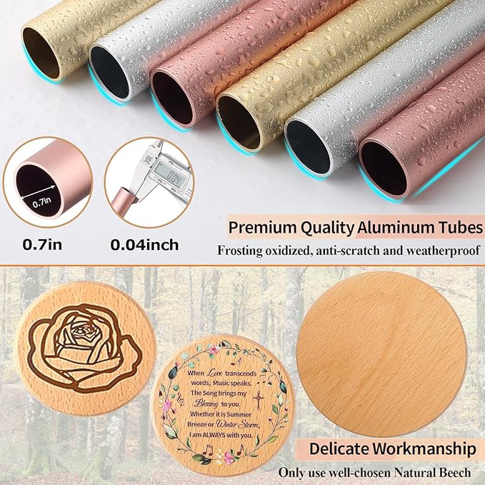 Wind Chimes for Mom, 32" Unique Tri-Gold Rose-Themed Wind Chimes for Mom, Windchimes Outdoors Deep Tones Soothing Melody, Gifts for Mothers