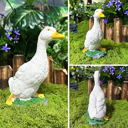 Teaeeno Farm Duck Statues Real Duck Fence Decoration Funny Resin Duck Decor Outdoor Real Animal Statue Duck Sculpture Perfect for Home Garden Stairs Farm Patio Backyard