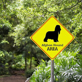 Caution Afghan Hound Crossing XING Tin Sign Afghan Hound Dog Area Warning Street Sign Afghan Hound Novelty Caution Road Sign for Outdoor Home Driveway Garden Yard Park 15x15in