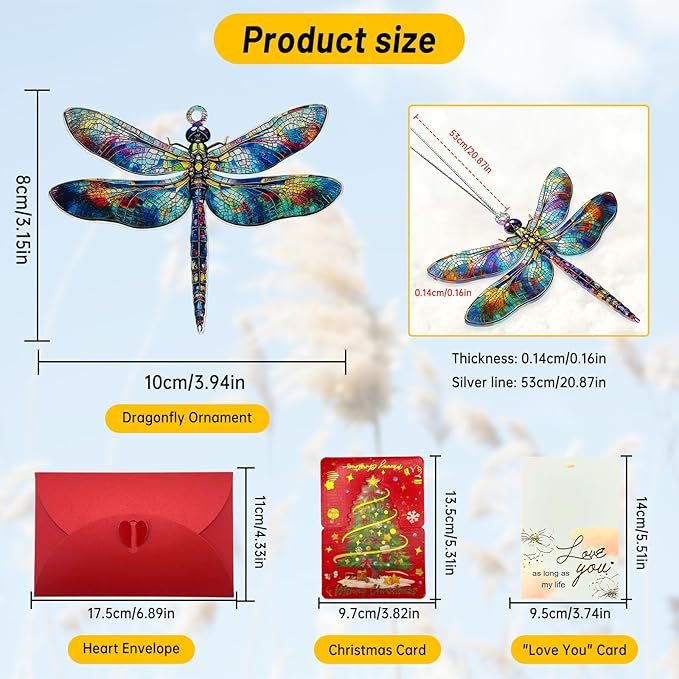 Window Hanging Dragonfly Plant Suncatcher Ready to Hang Window Doors Home Decoration,Dragonfly Ornament for Women Gifts,Valentine's Day for Lovers and Friends
