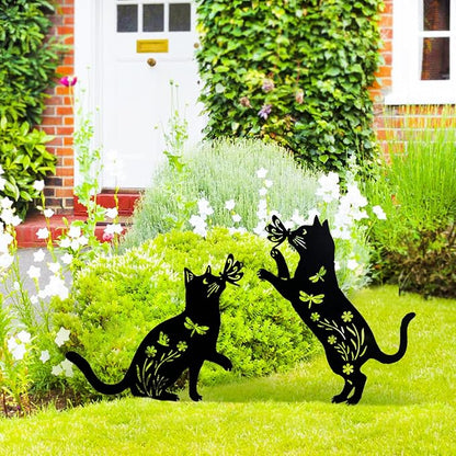 TIGGSY for Mom Cat Metal Decorative Garden Stakes Cat Unique Gifts for Women/Men Silhouette Statues for Yard Art, Outside, Patio, Outdoor Decor, Garden Decorations, Lawn Ornaments