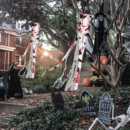 Halloween Windsock Outdoor Hanging Flag, Durable Fabric Wind Sock with Tails, Thanksgiving Front Yard Patio Lawn Garden Party Decor