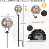 VCUTEKA Solar Outdoor Lights Garden Decor Mosaic Solar Garden Lights Waterproof Glass Ball LED Pathway Stake Light for Landscape Lawn Patio Yard Decoration 6 inch, Purple