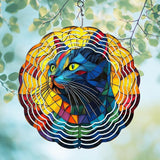 Cat Wind Spinners Outdoor, Hanging Wind Spinner for Garden Decoration, 8 inch 3D Stainless Steel Metal Wind Sculpture for Indoor/Outdoor Decor