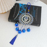 BWINKA Blue Evil Eye Hanging Decoration Ornament Metal Wind Chimes for Home Garden Gift Decoration (Eye-R-Y6)
