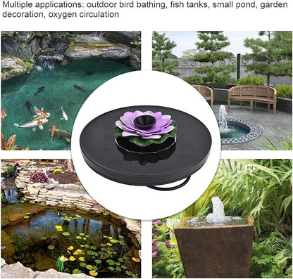 Milltrip Flower Solar Fountain, Floating Solar Powered Water Feature for Bird Bath, Garden Pond & Outdoor Decor (Purple)