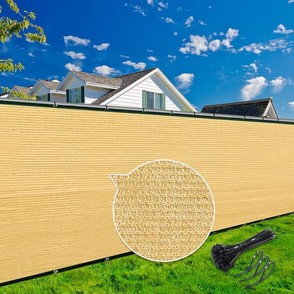 KANAGAWA Heavy Duty Privacy Screen Fence, 6ft x 25ft, 175 GSM, HDPE, Sand, Outdoor Decorative Fences