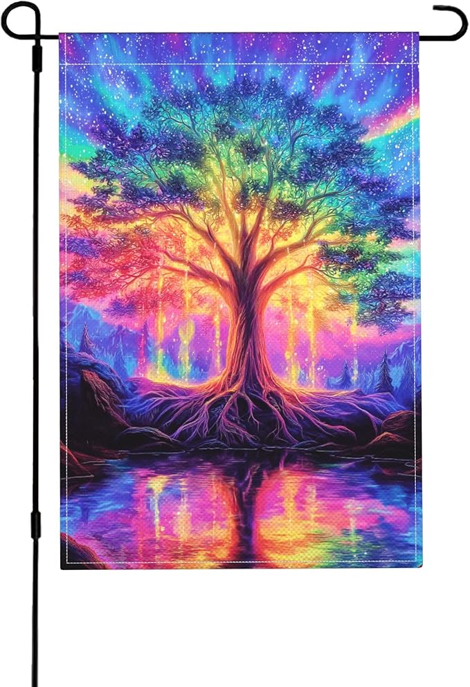Life Tree Garden Flag Seasonal Double Sided 12 x 18 Inch Small Yard Flag for Indoor Outdoor Decor Holiday All Seasons