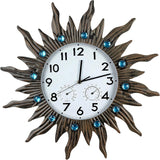 Garden Outdoor Clocks with Thermometer and Hygrometer Combo, Silent No-Ticking Outdoor Wall Clocks, Waterproof Outdoor Clocks Vintage Copper Sun, 18.5 Inch