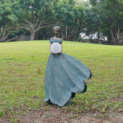 DiliComing Solar Fairy Garden Statue 22 Inch Resin Garden Decor - Large Outdoor Yard Figurine for Patio Lawn, Waterproof Garden Statue Gift for Women, 14x11x22.5 Inch New Packaging