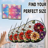 Birthday Gifts for Women - Colorful Flowers Faux Stained Glass Window Hanging Sun Catcher for Door Garden Acrylic Decor Mother's Day Christmas for Mom Nana Grandma Sisters Wife 7.8"
