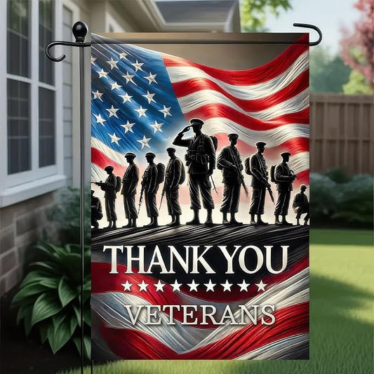 BlissYard Veterans Day Garden Flag 12x18 Inch, Thank You Veterans Double Sided Garden Flag for Outside Yard Decor, Military Veteran Garden Flags Veterans Day Yard Flag, Memorial Honor Gift for Veterans
