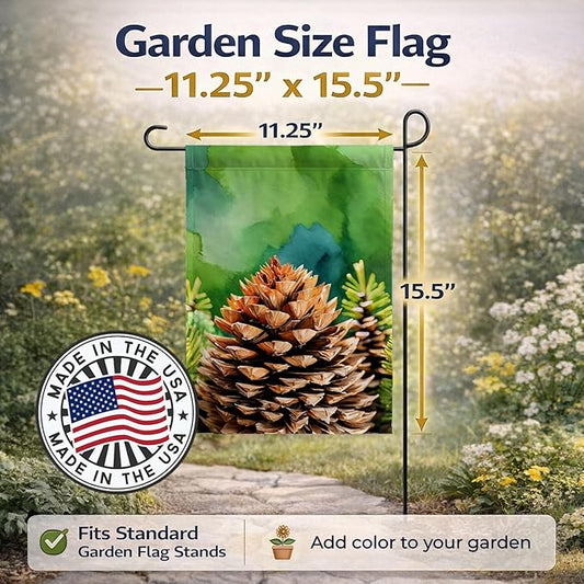 Caroline's Treasures Maine White Pine Cone and Tassels in Watercolor Garden Flag Mailbox Flag Decorative Yard Flag Banner Outside Patio Artwork Yard Flower Beds, Garden Size, Multicolor