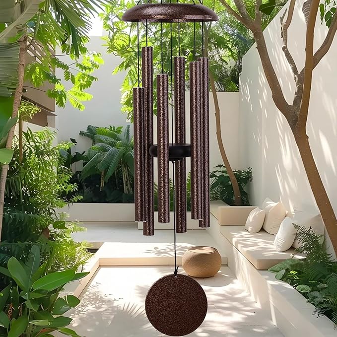 32" Deep Tone Wind Chimes for Outside, C Major Tuned Memorial Wind Chime with Gift Envelope & Box, Aluminum Garden Wind Chime for Patio Porch Decor, Classic Round, Bronze