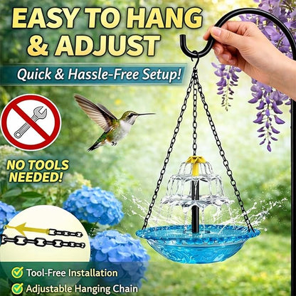 Solar Cascade Hanging Bird Bath Fountain,Outdoor Hanging Bird Bath Solar Fountain for Bird Bath, Solar Bath Fountain for Birds with Solar Pump and Decorative Bowl for Garden, Patio Gift (1PCS B)
