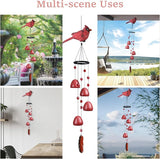 Cardinal Wind Chimes for Outside，Red Bird Wind Chimes Outdoor Decorations, for Mom/Grandma，Garden Patio Backyard Hanging Decor.