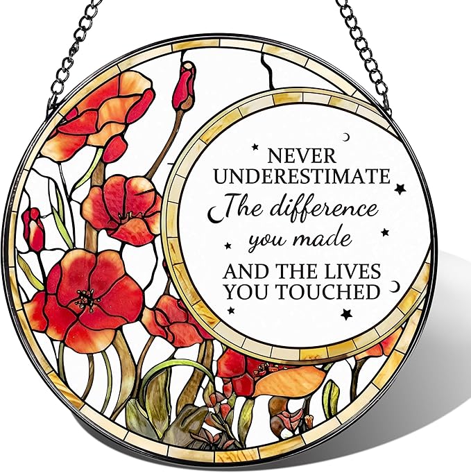 Thank You Gifts, Stained Glass Suncatcher Ornament, Window Hanging, Going Away/Goodbye, Appreciation, Retirement Gifts for Women, Men, Coworker, Boss, Friend | Retirement Party Decorations - Style I